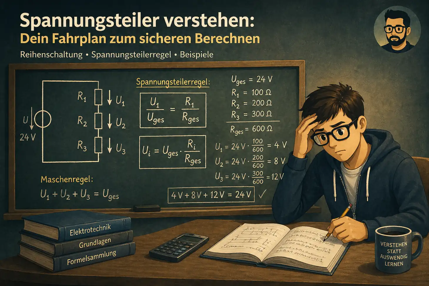 Spannungsteiler berechnen Reihenschaltung verstehen