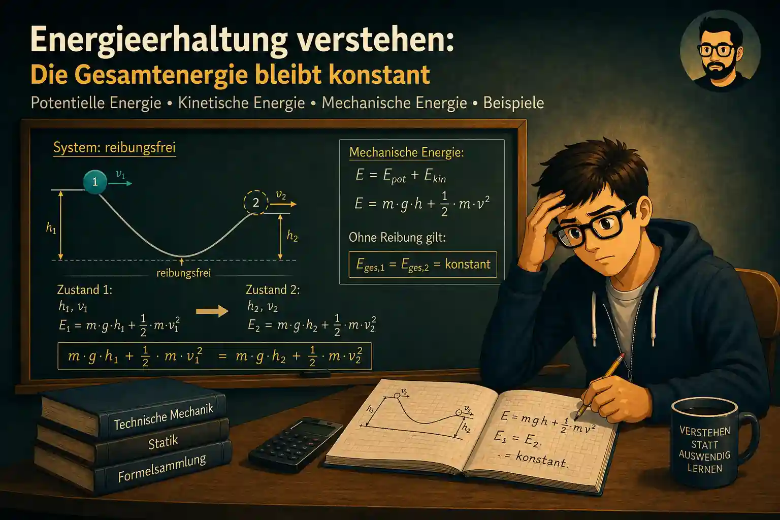 Energieerhaltung berechnen potentielle und kinetische Energie verstehen
