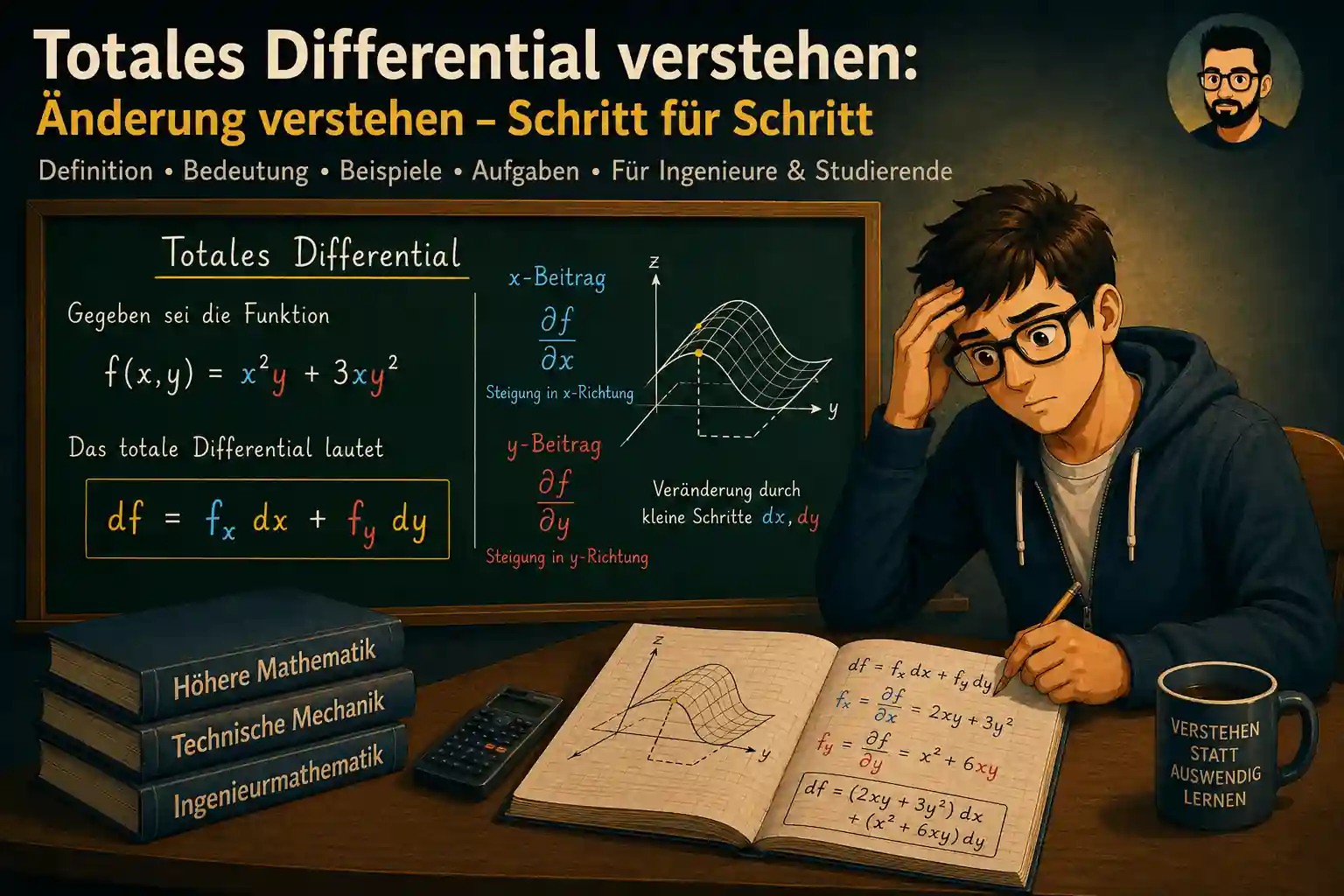 Totales Differential berechnen und mit partiellen Ableitungen verstehen